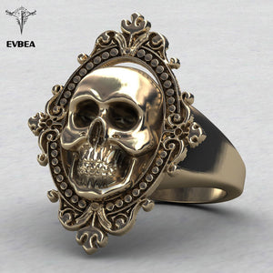 Charming Ancient Gold Skull Ring Big Huge Ghost Skull Ring Men Boys Polishing Biker Ring Copper Skull Rings