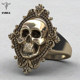Charming Ancient Gold Skull Ring Big Huge Ghost Skull Ring Men Boys Polishing Biker Ring Copper Skull Rings