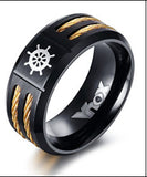Men's Rudder and Anchor Ring Cool Black