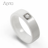 Ceramic Men's Rings Silver Base Setting Cubic Zircon Ceramic Rings Exquisite Wedding Rings For Women