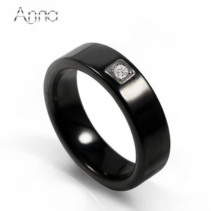 Ceramic Men's Rings Silver Base Setting Cubic Zircon Ceramic Rings Exquisite Wedding Rings For Women