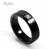 Ceramic Men's Rings Silver Base Setting Cubic Zircon Ceramic Rings Exquisite Wedding Rings For Women