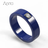 Ceramic Men's Rings Silver Base Setting Cubic Zircon Ceramic Rings Exquisite Wedding Rings For Women