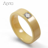 Ceramic Men's Rings Silver Base Setting Cubic Zircon Ceramic Rings Exquisite Wedding Rings For Women
