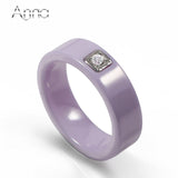 Ceramic Men's Rings Silver Base Setting Cubic Zircon Ceramic Rings Exquisite Wedding Rings For Women