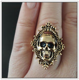 Charming Ancient Gold Skull Ring Big Huge Ghost Skull Ring Men Boys Polishing Biker Ring Copper Skull Rings