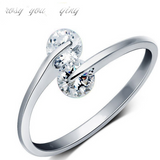 Rings  Silver Naughty Little Cat & Heart Finger Ring for Women Sterling Silver