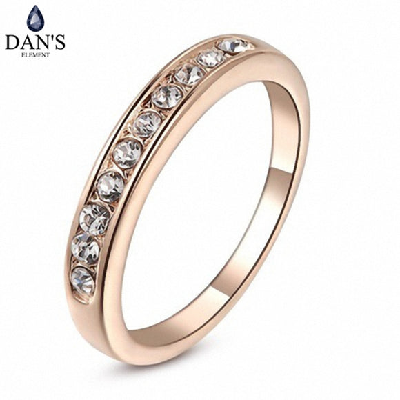 Fashion Classic Copper Gold Color Austrian Crystals  Wedding Rings for Women